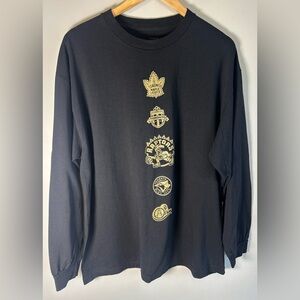 Toronto Raptors x OVO Drake Night Long Sleeve Shirt Size XL Mens 2018 Black Gold